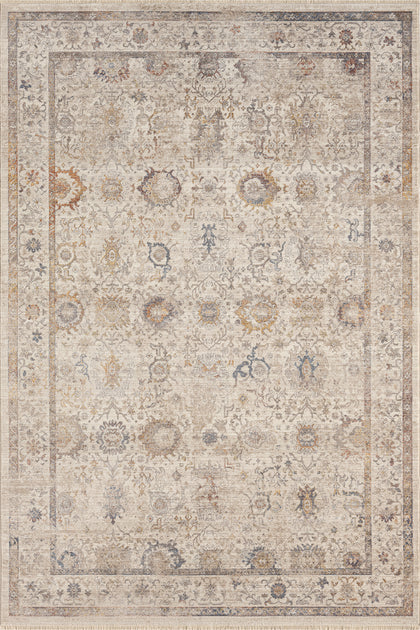 Ivory · Antique Floral Rug — overhead view of the full rug