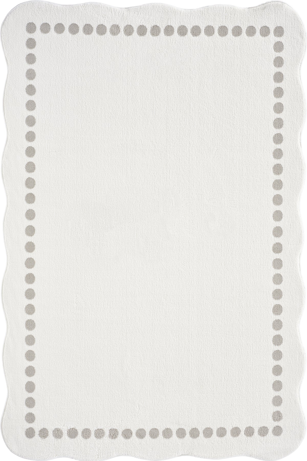 Cream · Scallop Edge Rug — overhead view of the full rug