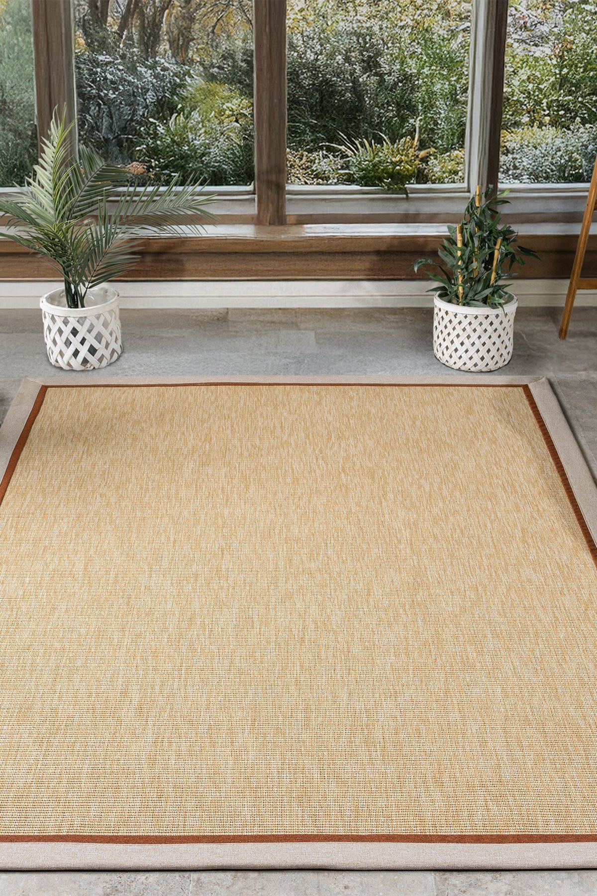 Beige with Beige & Terra Border · Bombay Border Classic Flatweave Sisal Rug