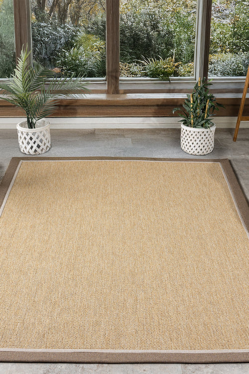 Beige with Brown & Beige Border · Bombay Border Loop Pile Sisal Rug
