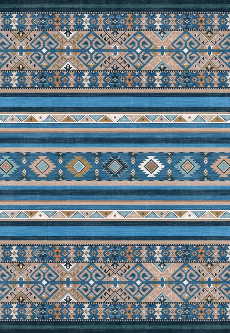 Blue · Washable Kilim Stripe Rug