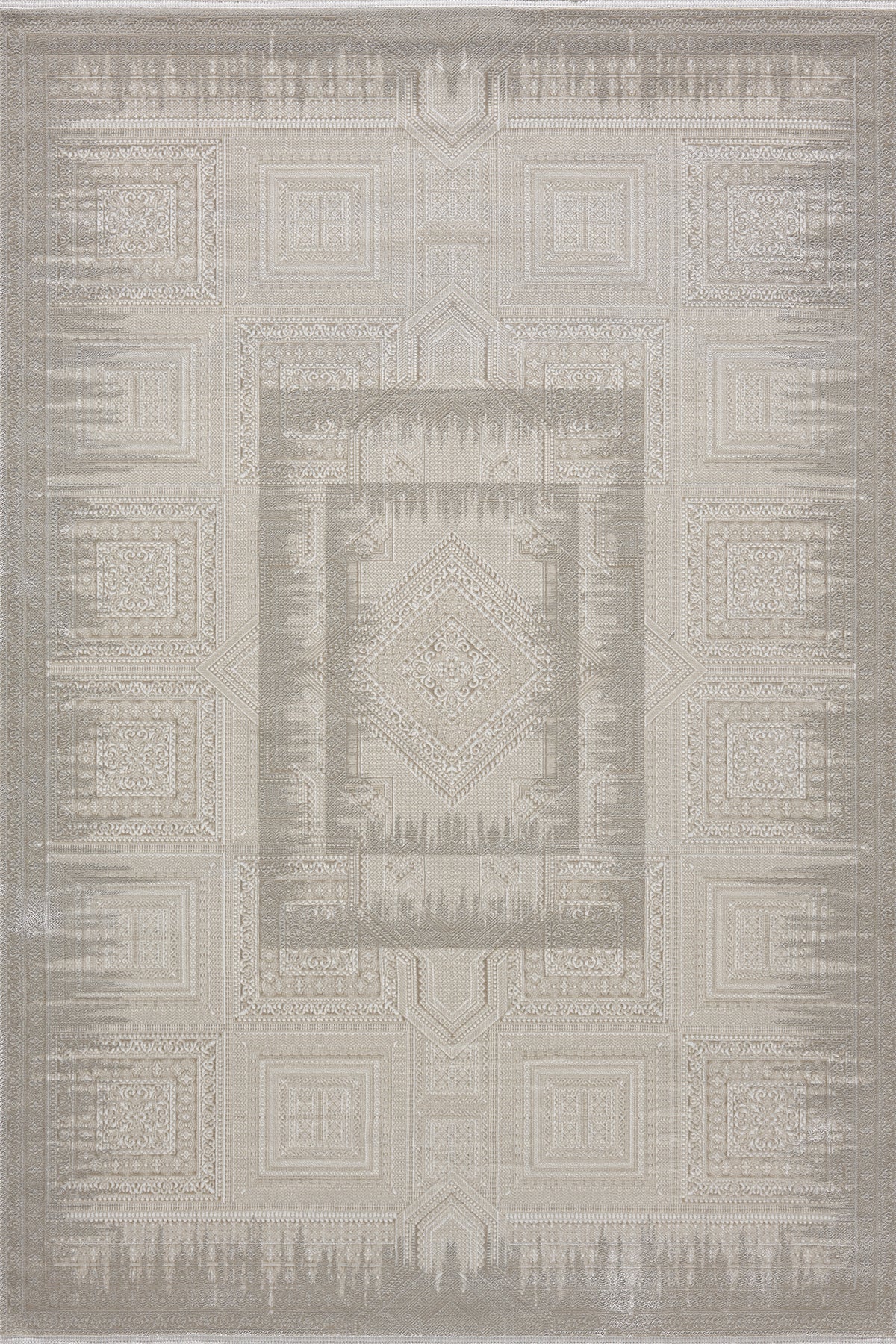 Beige · Ikat Medallion Rug — overhead view of the full rug