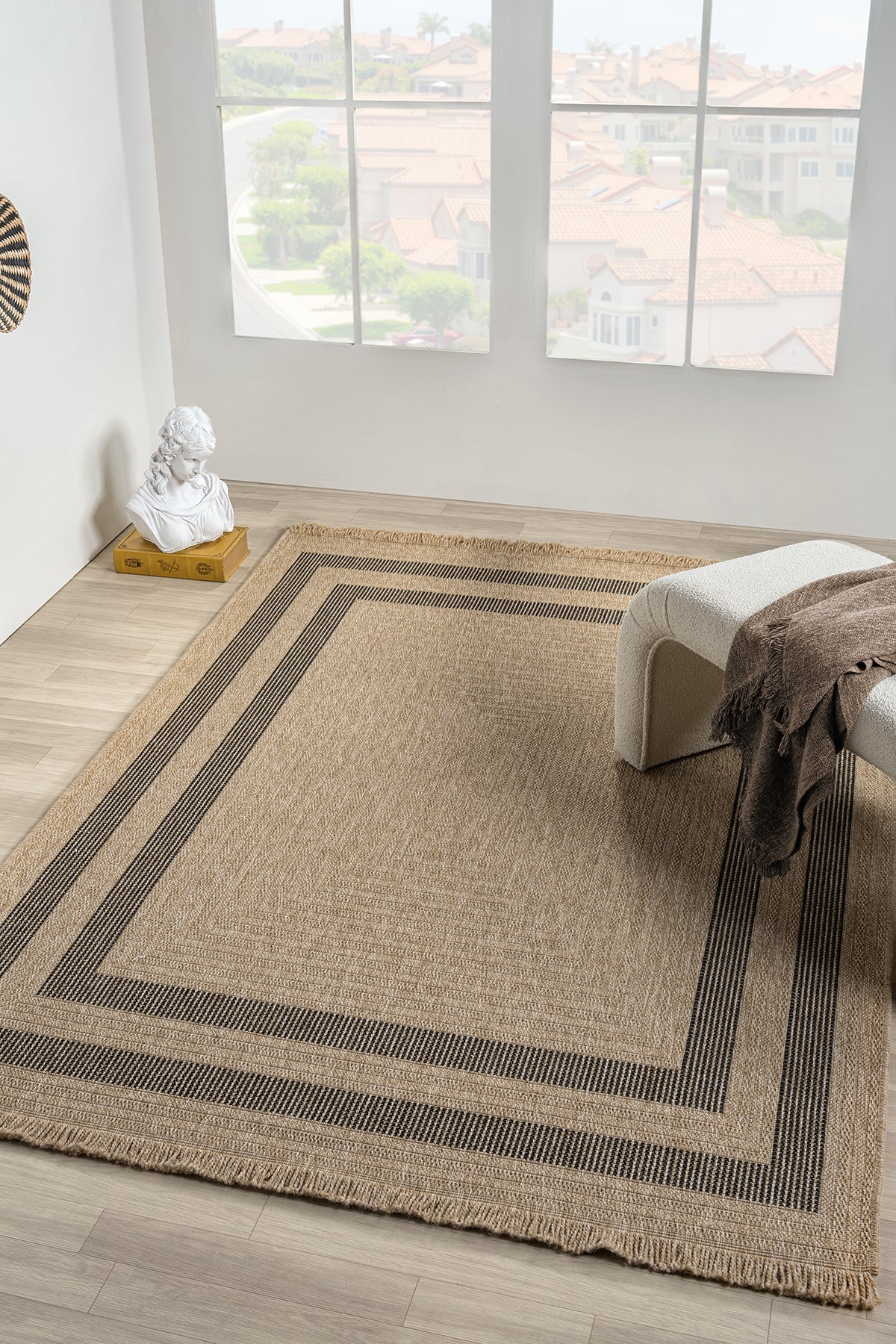 Black · India Framed Sisal Rug