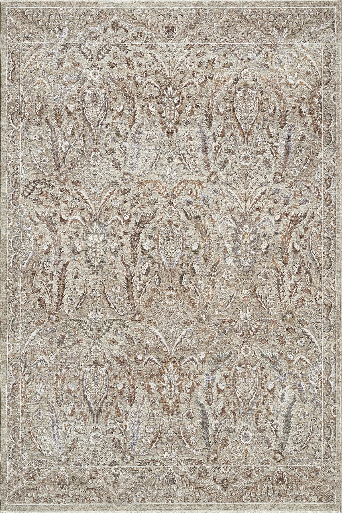 Beige · Botanic Heritage Rug — overhead view of the full rug