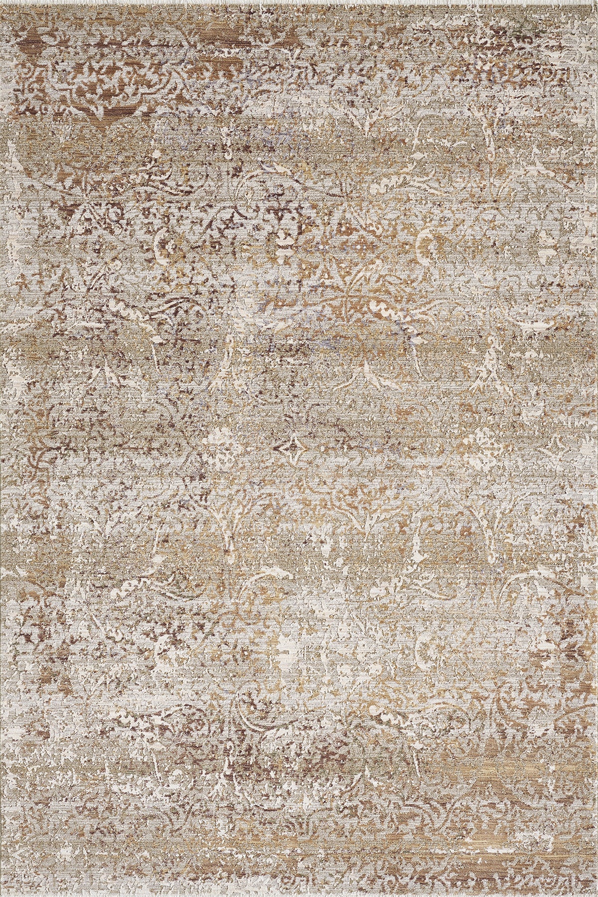 Beige · Eroded Gold Abstract Rug — overhead view of the full rug
