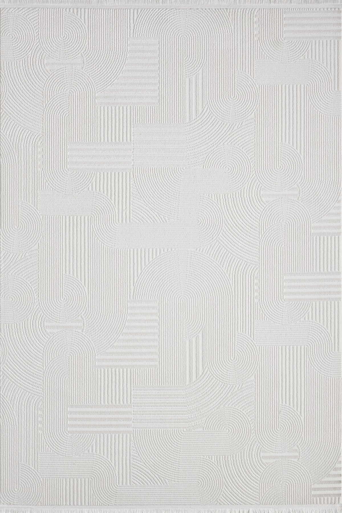 Cream · Deco Arches Rug — overhead view of the full rug