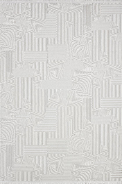 Cream · Deco Arches Rug — overhead view of the full rug