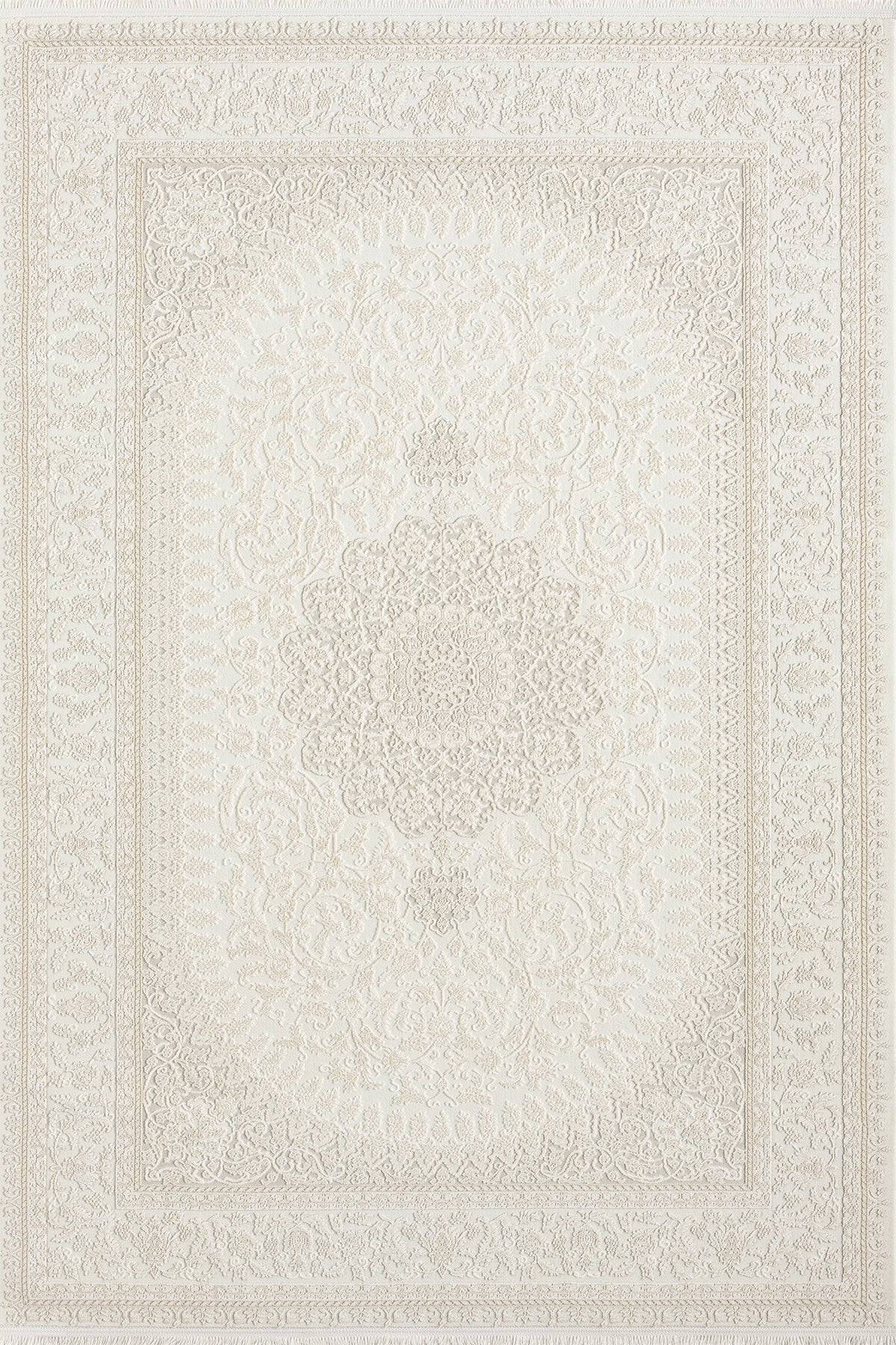 Beige · Ivory Medallion Rug — overhead view of the full rug