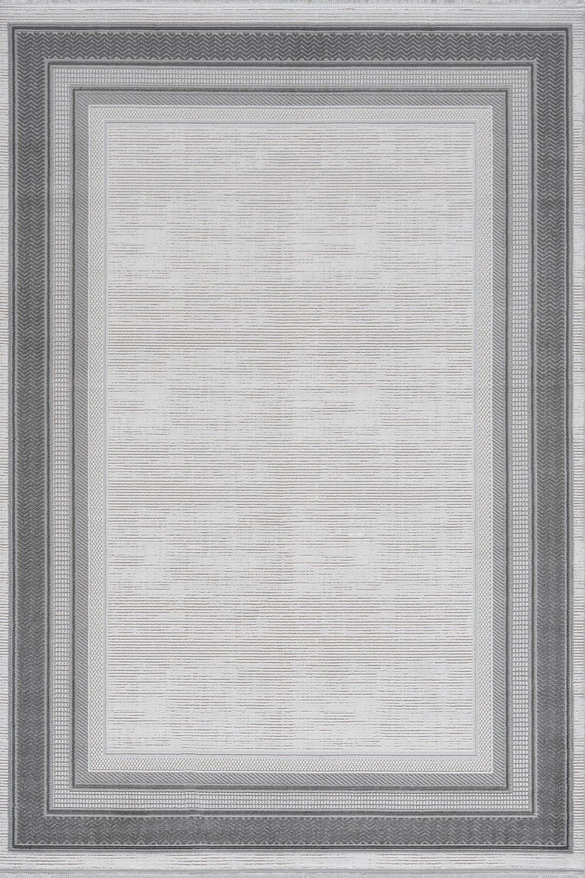 Anthracite · Layered Frame Rug — overhead view of the full rug