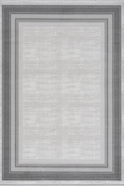 Anthracite · Layered Frame Rug — overhead view of the full rug