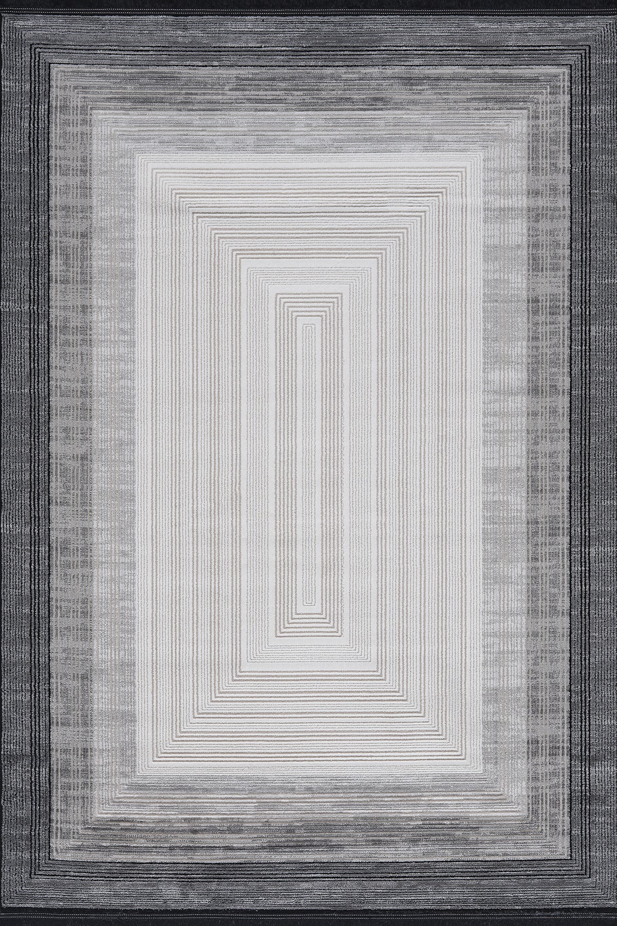 Grey · Concentric Fade Rug — overhead view of the full rug