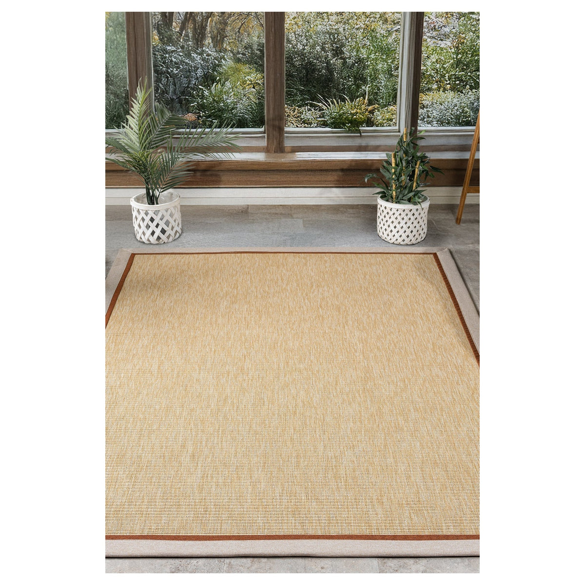 Beige with Beige & Terra Border · Bombay Border Classic Flatweave Sisal Rug