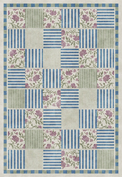 Blue Mauve · Washable Quilt Squares Rug