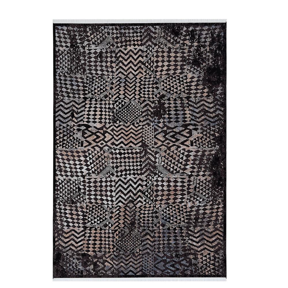 Elexus Ruby Abstract Design Rug - Black