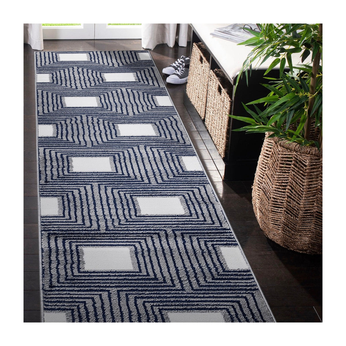 Paris Diamond Modern Navy Rug