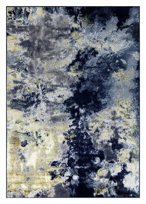 Ritz Abstract Modern Rug Gold & Navy (V2)