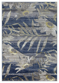 Ritz Floral Modern Rug Gold & Blue