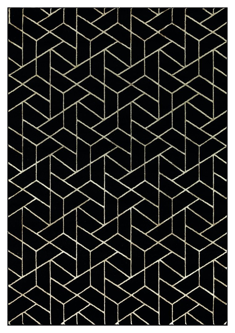 Ritz Geometric Contemporary Rug Gold & Black (V2)
