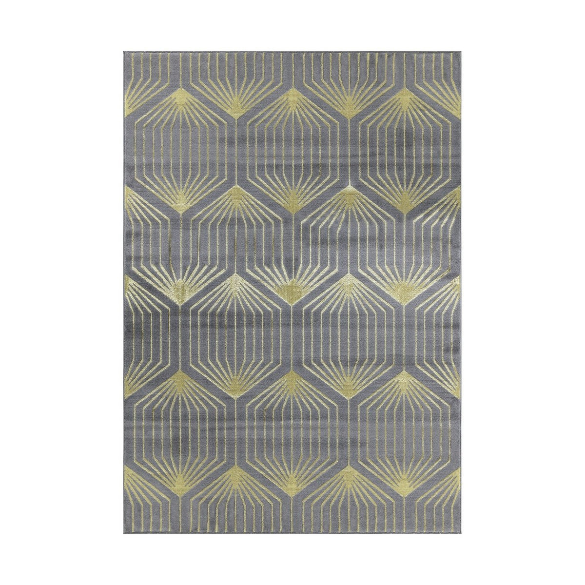 Ritz Geometric Contemporary Rug Gold & Grey (V1)