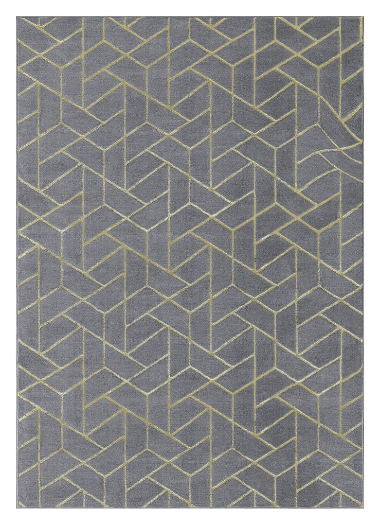 Ritz Geometric Contemporary Rug Gold & Grey (V2)