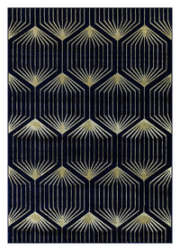 Ritz Geometric Contemporary Rug Gold & Navy (V1)