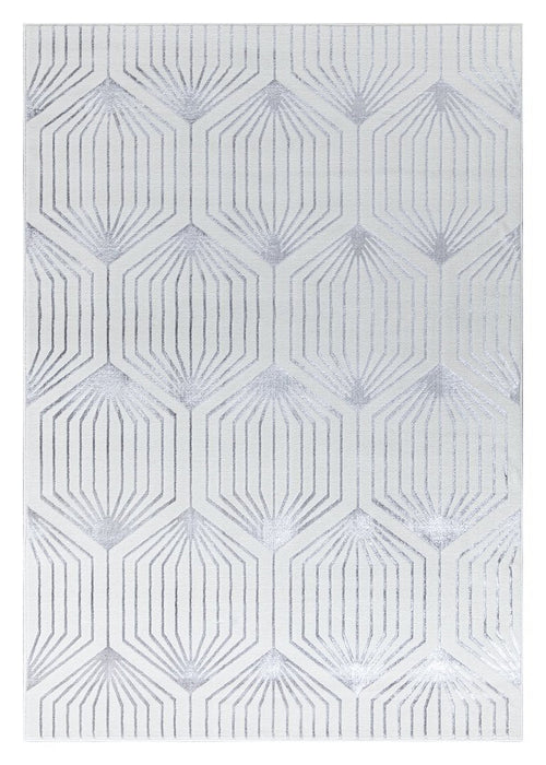 Ritz Geometric Contemporary Rug Silver & Cream (V1)