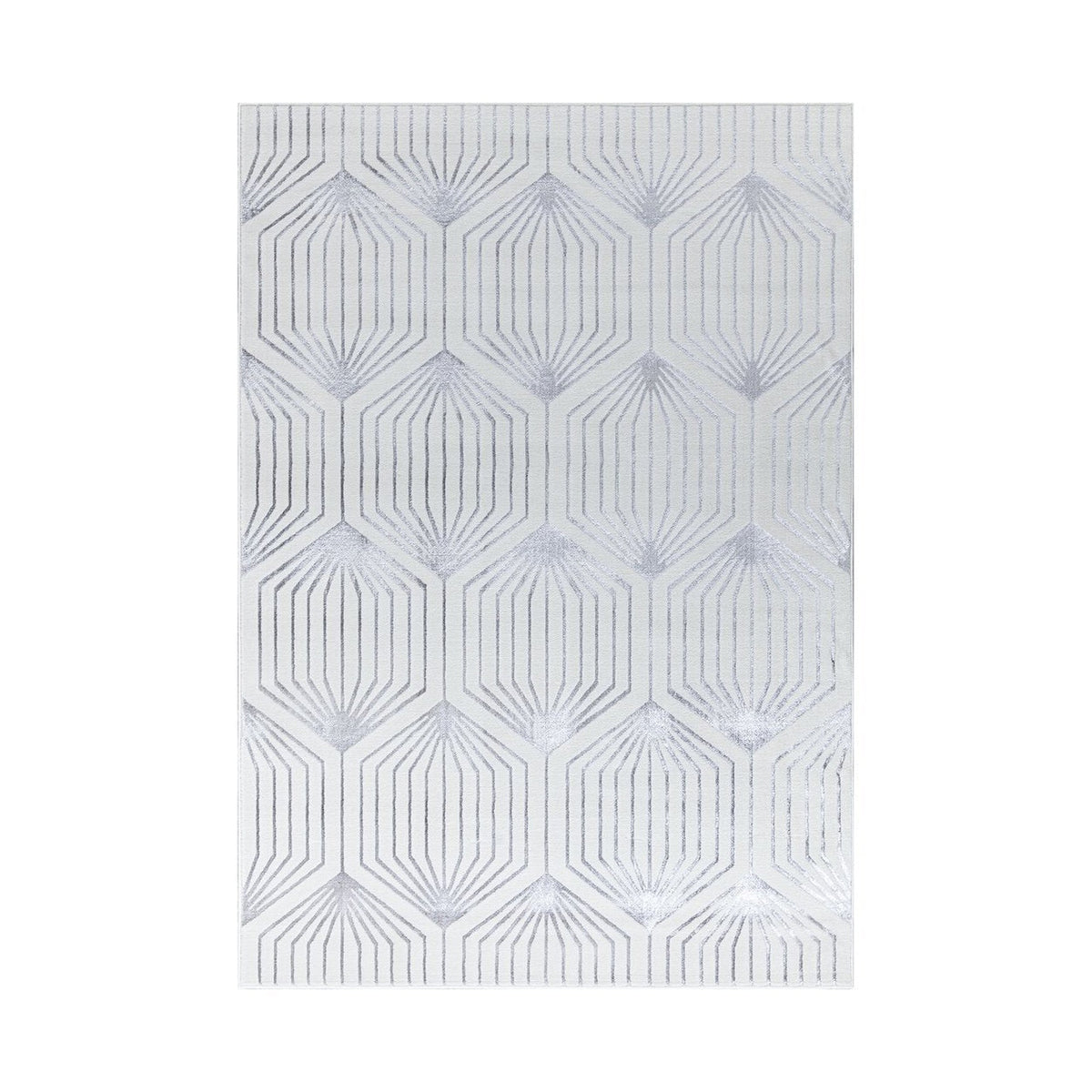 Ritz Geometric Contemporary Rug Silver & Cream (V1)