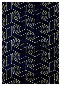 Ritz Geometric Design Rug Gold & Navy