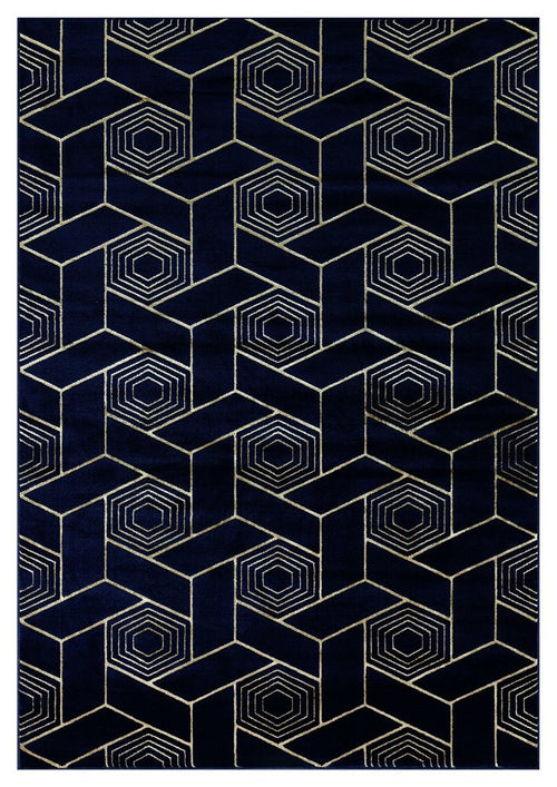 Ritz Geometric Design Rug Gold & Navy