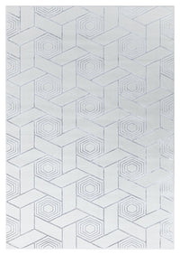 Ritz Geometric Design Rug Silver & Cream