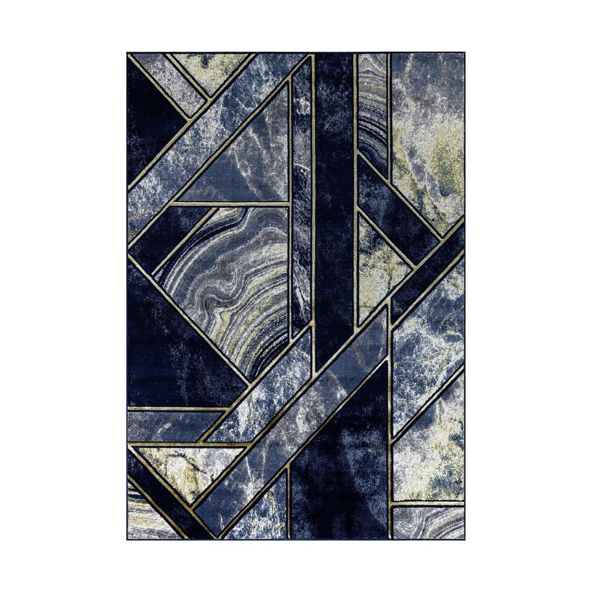 Ritz Geometric Modern Rug Gold & Navy (V1)