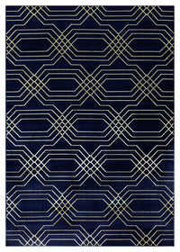 Ritz Geometric Modern Rug Gold & Navy (V2)