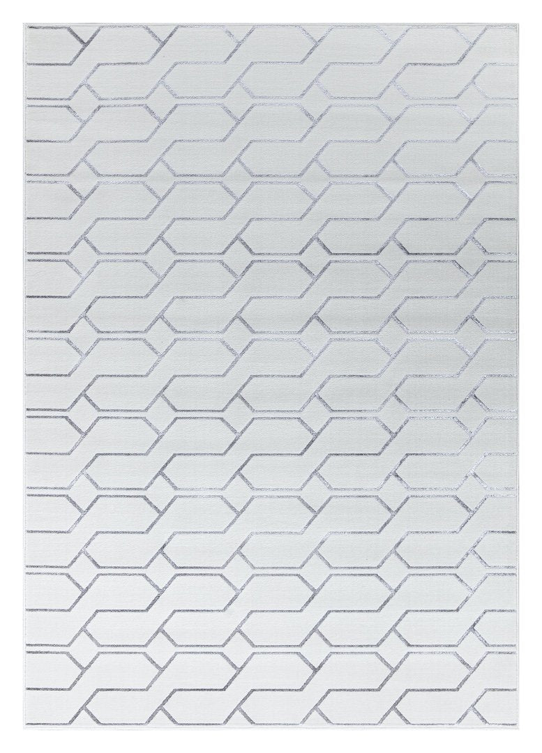 Ritz Geometric Modern Rug Silver & Cream (V2)