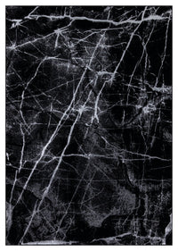 Ritz Marble Design Rug Silver & Black