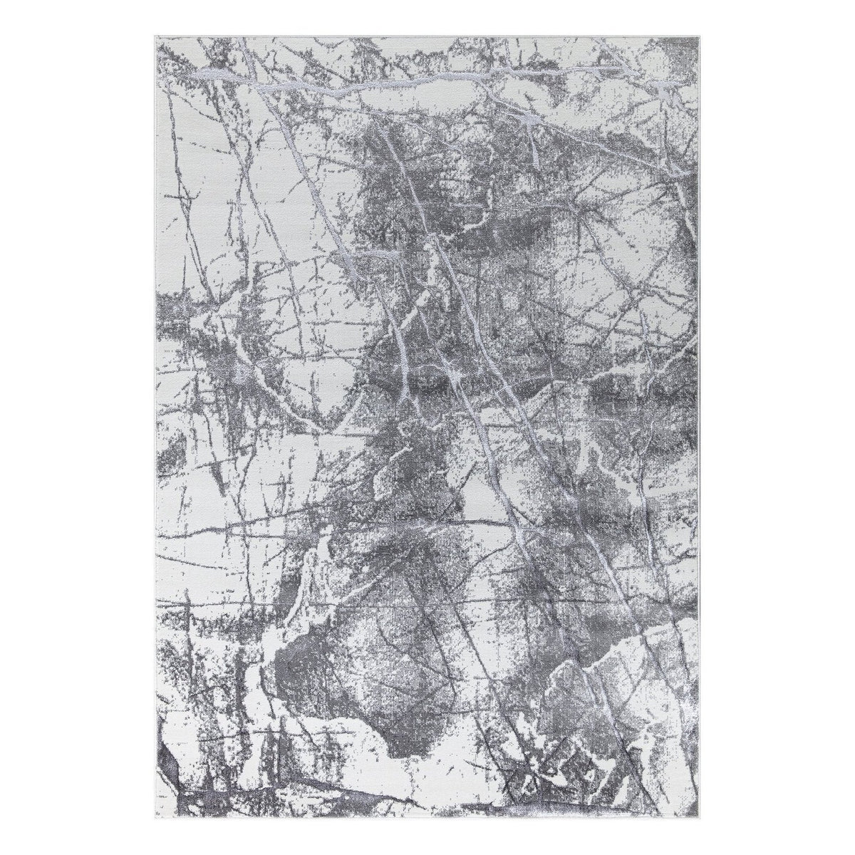 Ritz Marble Design Rug Silver & Cream