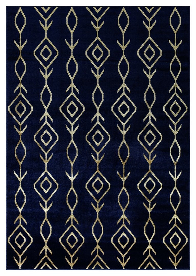 Ritz Moroccan Contemporary Rug Gold & Navy