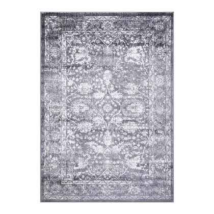Santorini Traditional Floral Distressed Grey Rug