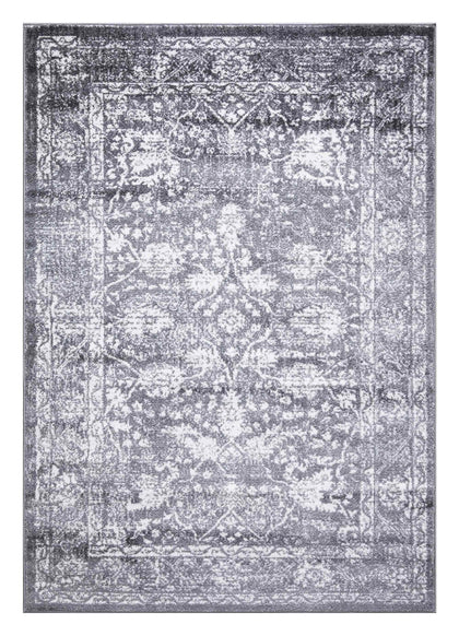 Santorini Traditional Floral Distressed Grey Rug, view 2 of 14