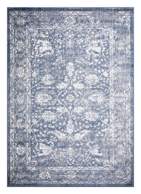Santorini Traditional Floral Distressed Blue Rug