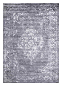 Santorini Traditional Medallion Distressed Grey Rug
