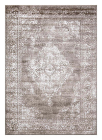 Santorini Traditional Medallion Distressed Beige Rug