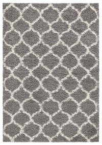 Trellis Shaggy Grey & White Rug (V2)