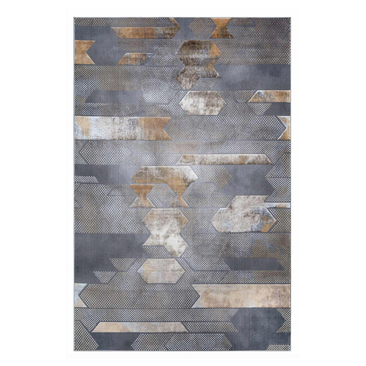 Velar Geometric Design Rug - Grey