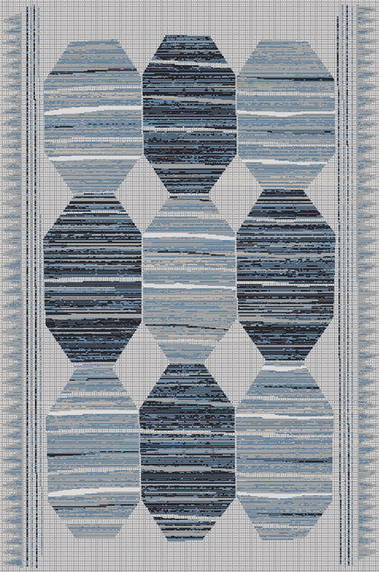 Blue · Washable Mudcloth Oval Rug