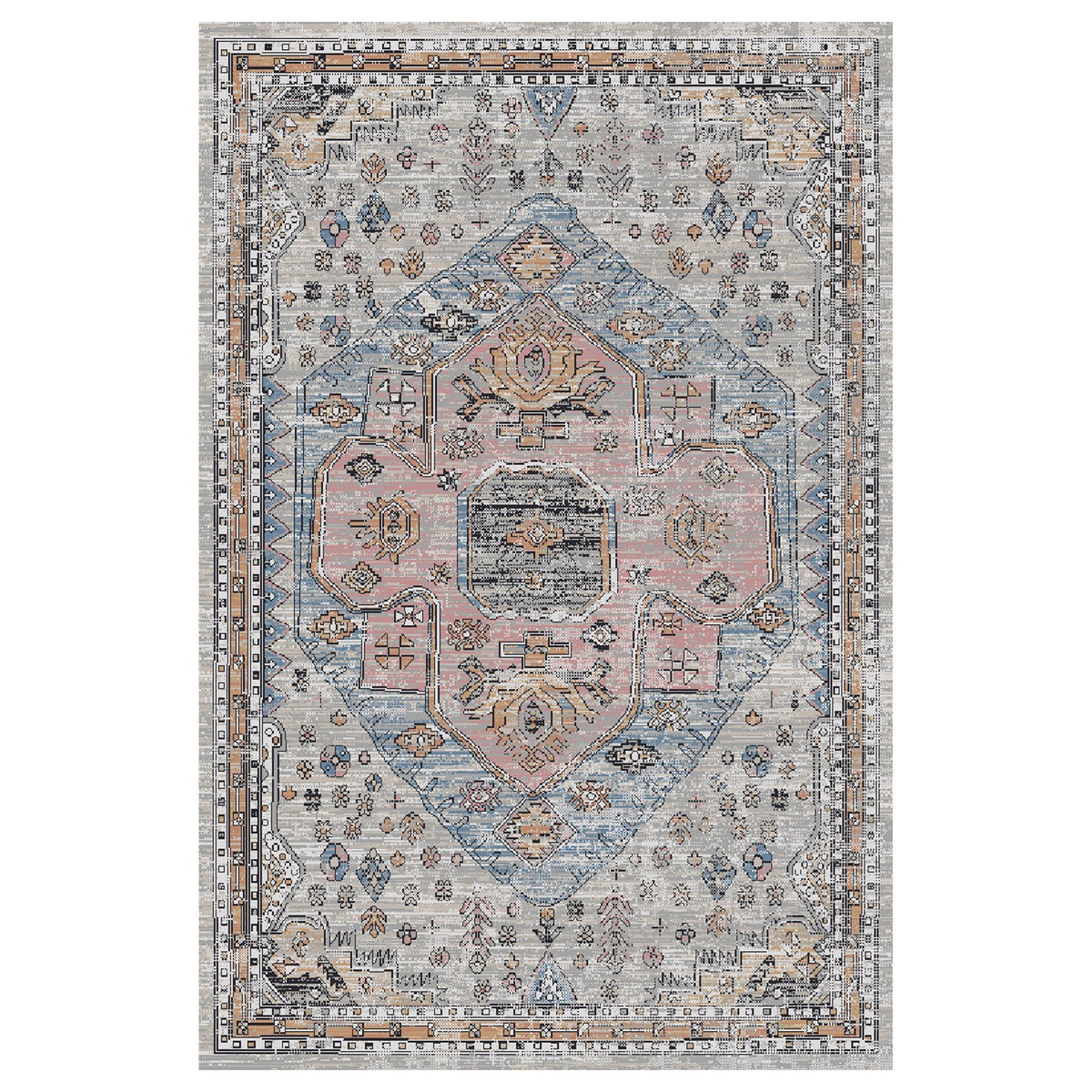 Washable Faded Medallion Rug