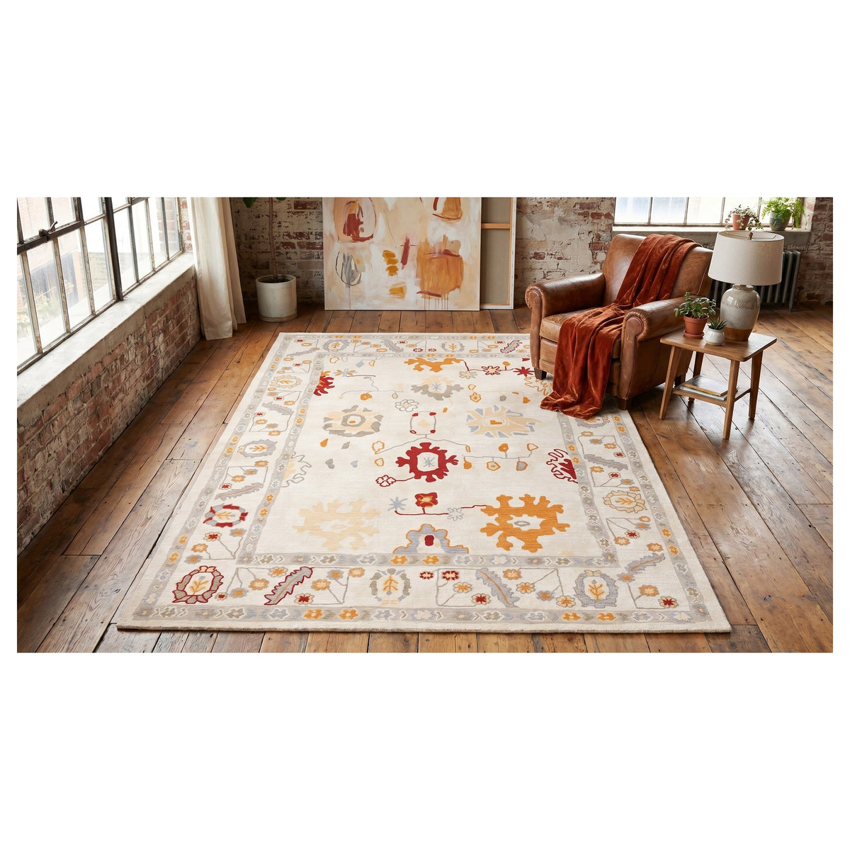 Warm · Washable Ivory Oushak Rug