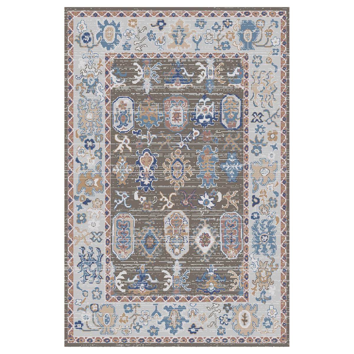 Washable Mocha Oushak Rug