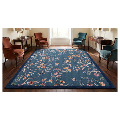 Navy · Washable Trailing Vine Rug