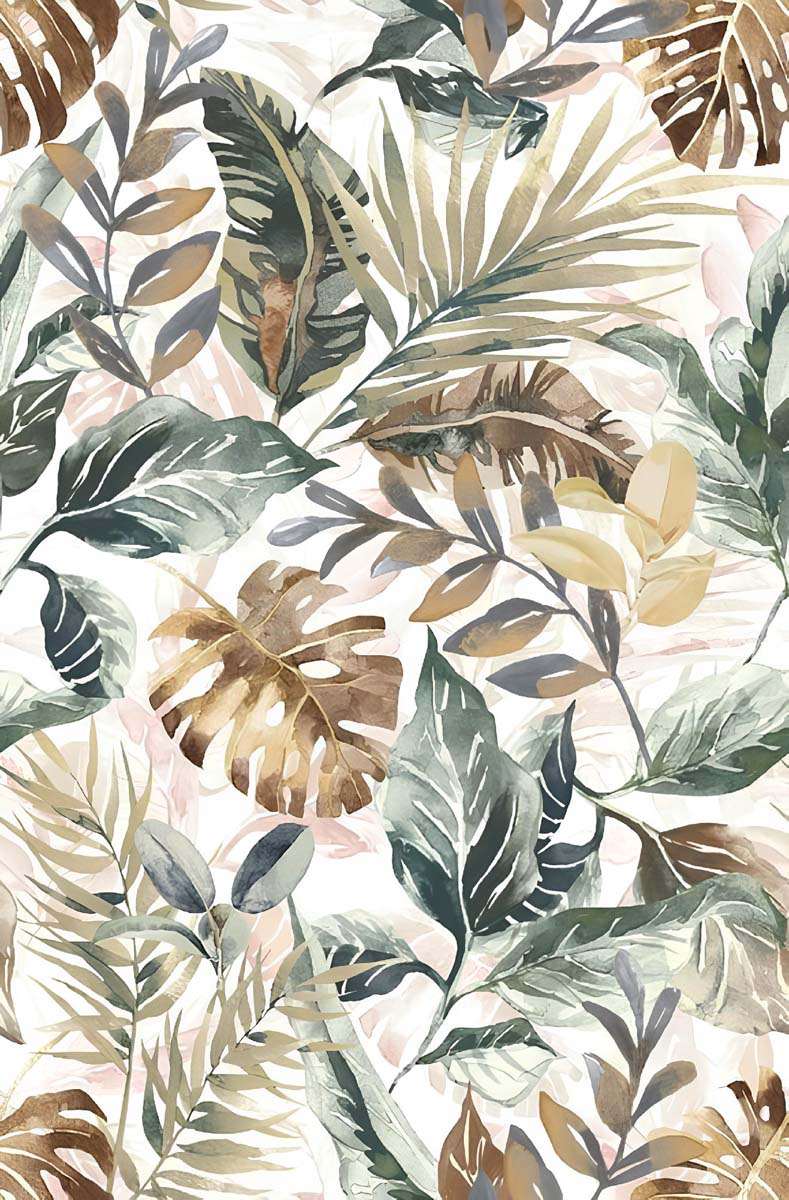 Green · Washable Tropical Leaf Rug
